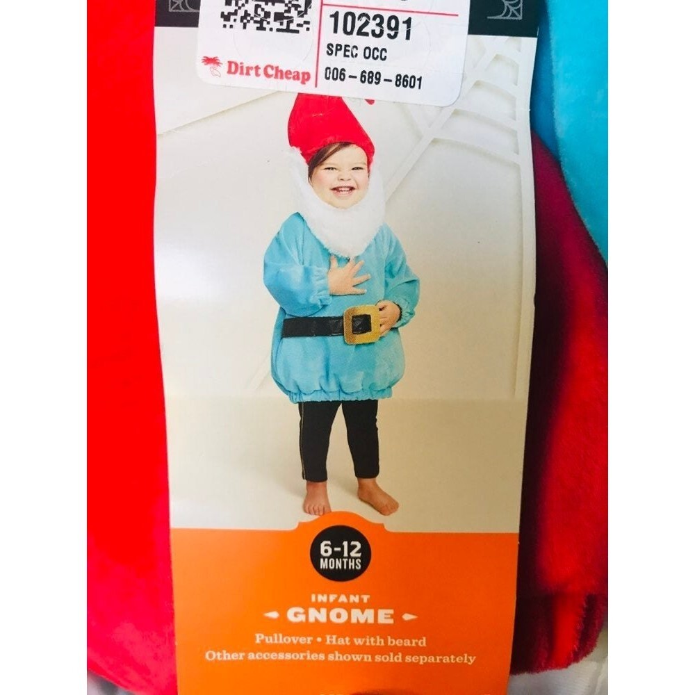 Gnome costume 6-12 months NEW